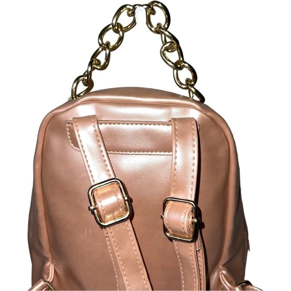 Xoxo Quilted Leather Pastel Pink 100% Polyurethane Studded Mini Backpack - Picture 5 of 10